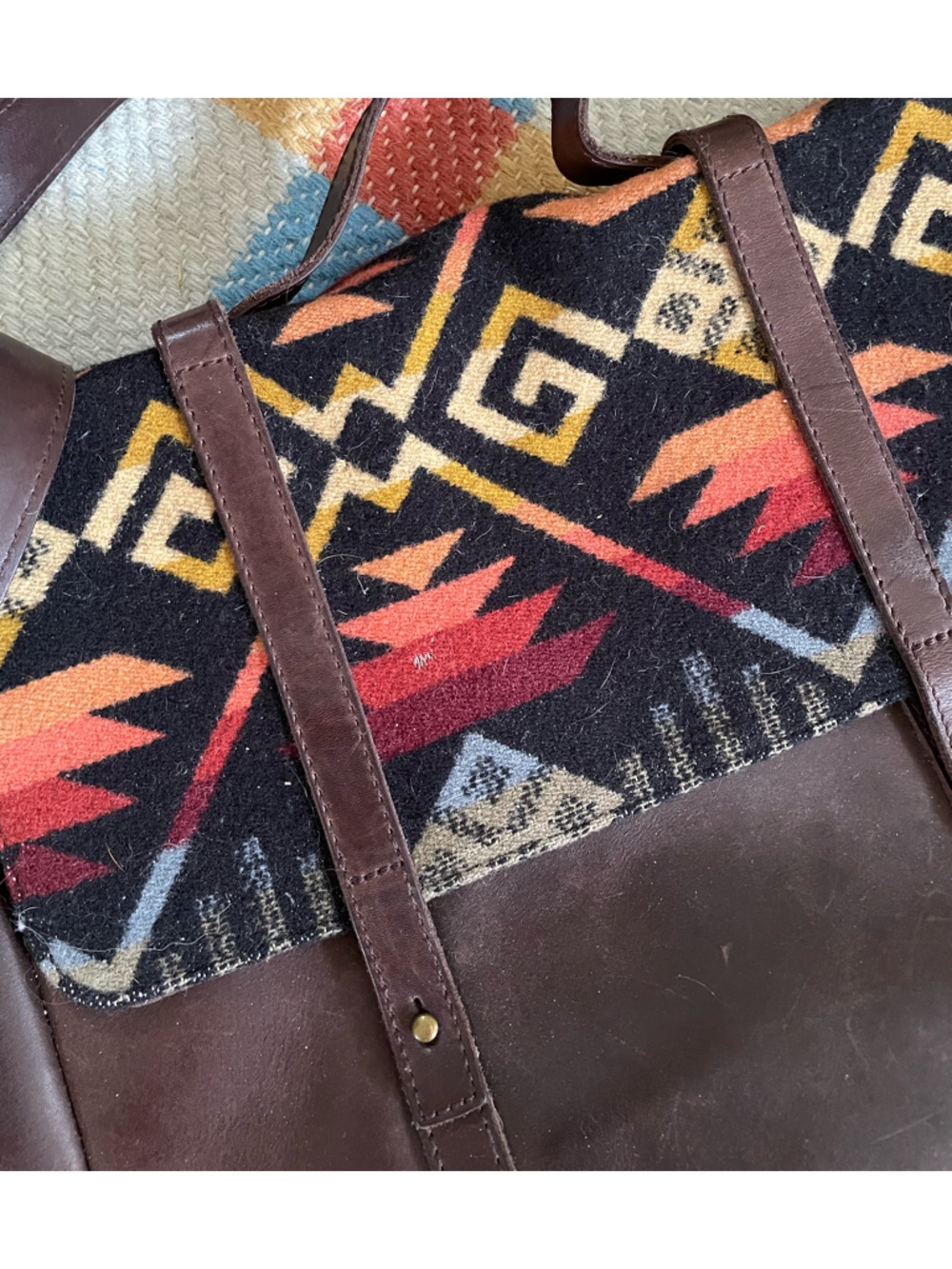 Pendleton Leather and Wool Messenger Bag - Picture 2 of 6